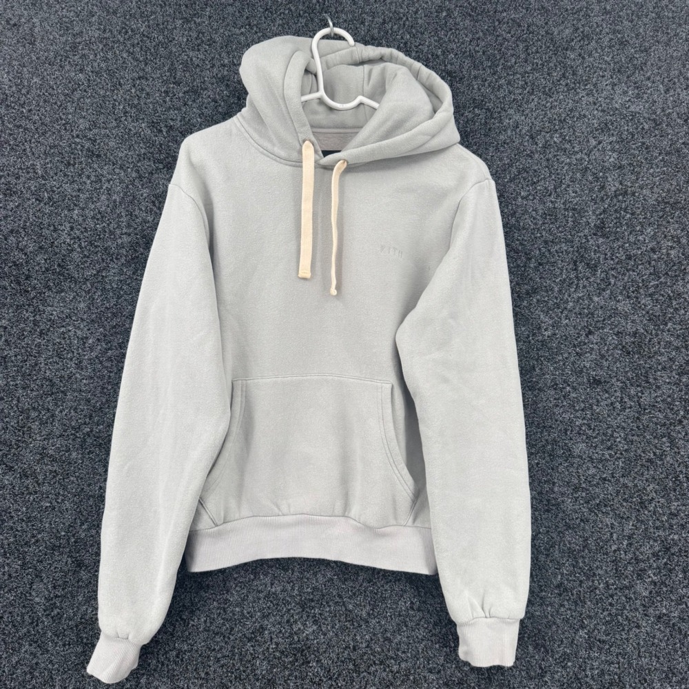 Kith Williams Hoodie Light Grey Cotton Fleece Embroidered Logo Mens Size II